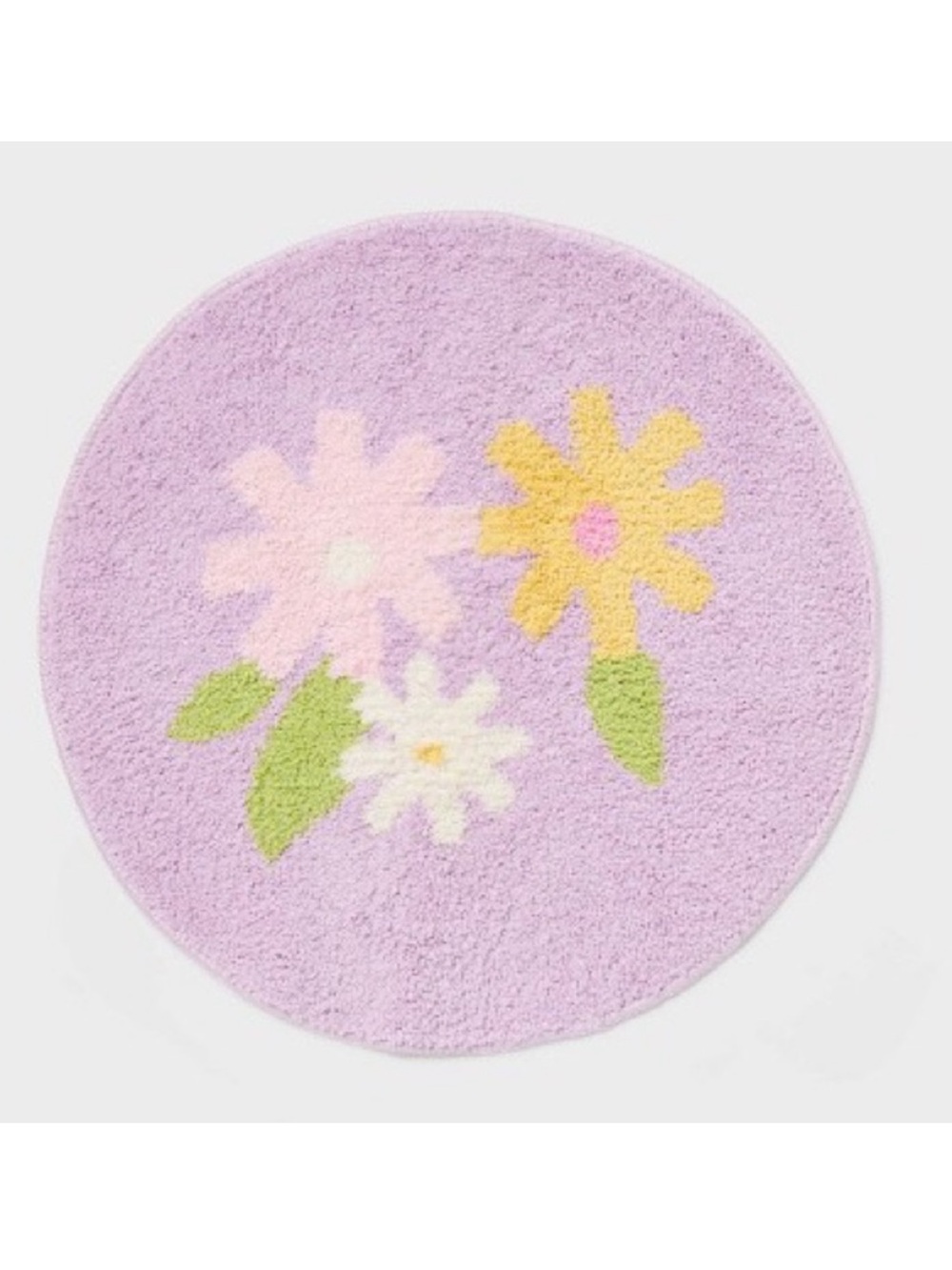 Round Floral Accent Rug in Lavender